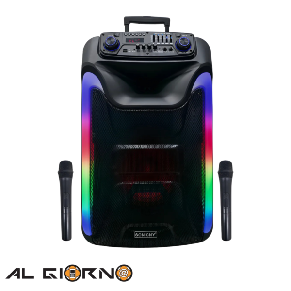 Corneta Inalámbrica Sonicny 18" 200W + 2 Micrófonos Inalámbricos