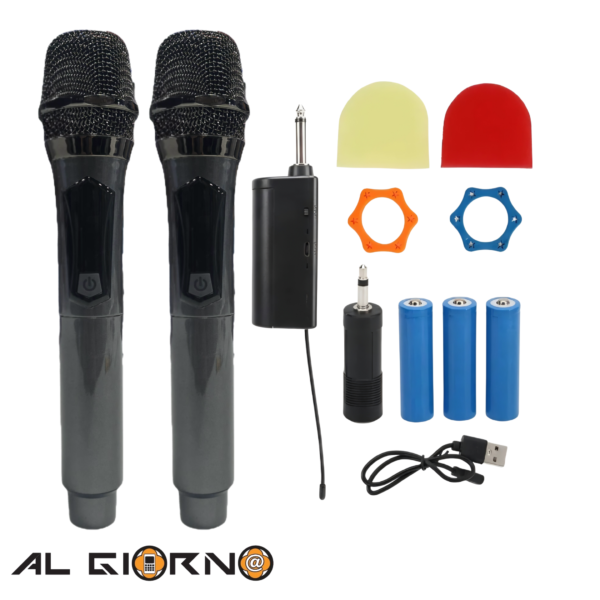 Micrófono Inalámbrico UHF Doble Recargable