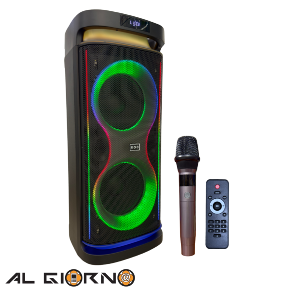 Corneta PartyBox Inalámbrica 100W Dual 10" ROC-1003 + Control y Microfono