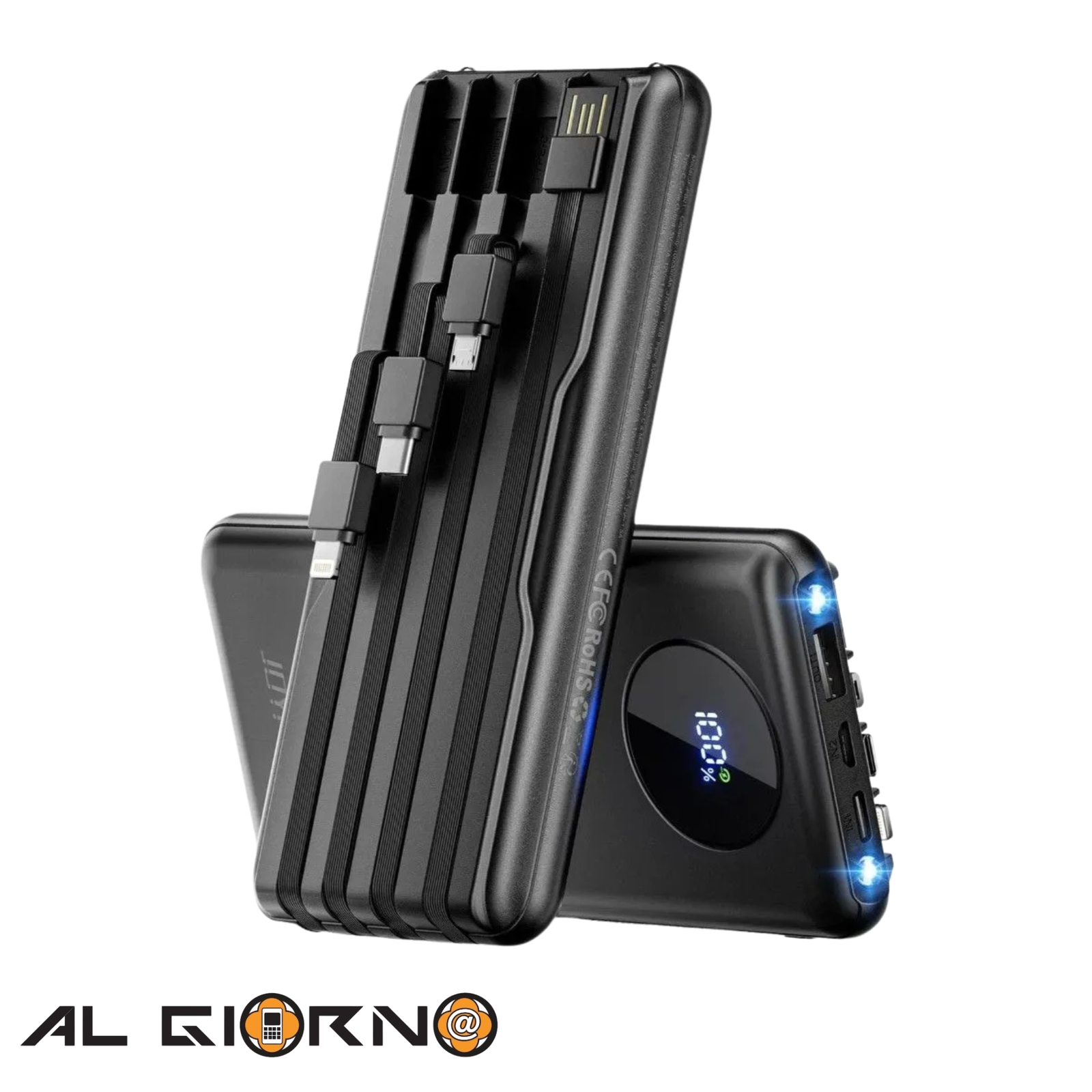 AG4663_IMG_0 Powerbank 4 En 1 Lightning/ Usb C/ Micro Usb/ Usb A/10000 mAh - Imagen 1