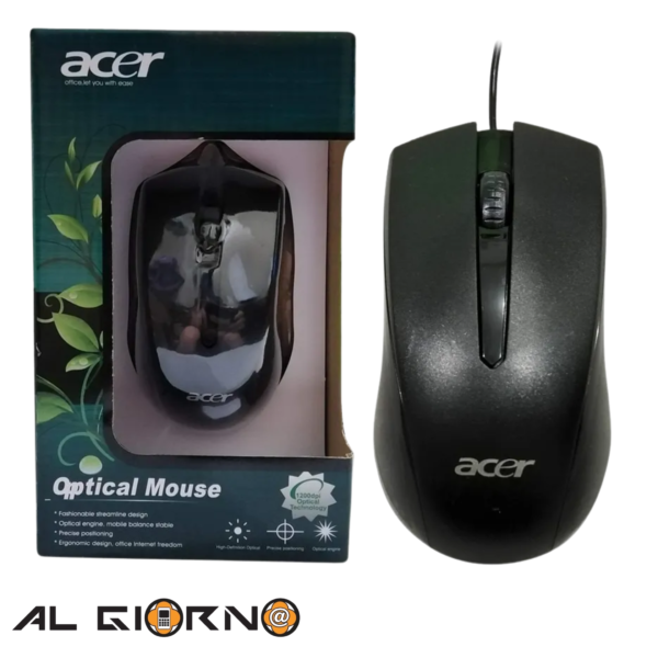 Mouse Alámbrico Acer Optico 1200DPI